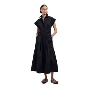 CO Essential Cap Sleeve Dress in Cotton Poplin black